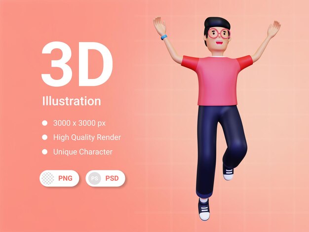 Homem saltando ilustração 3d