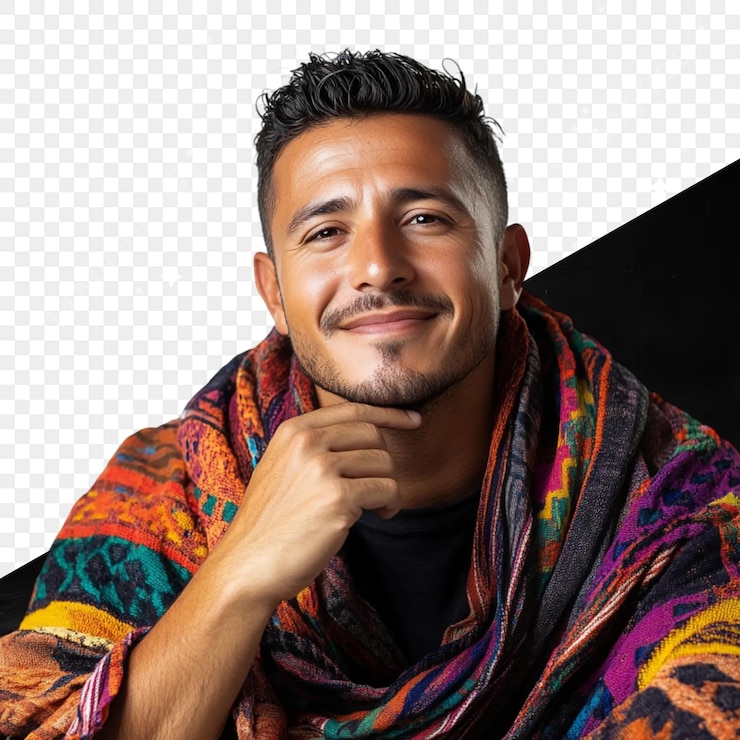 PSD homem sorridente com um lenço colorido