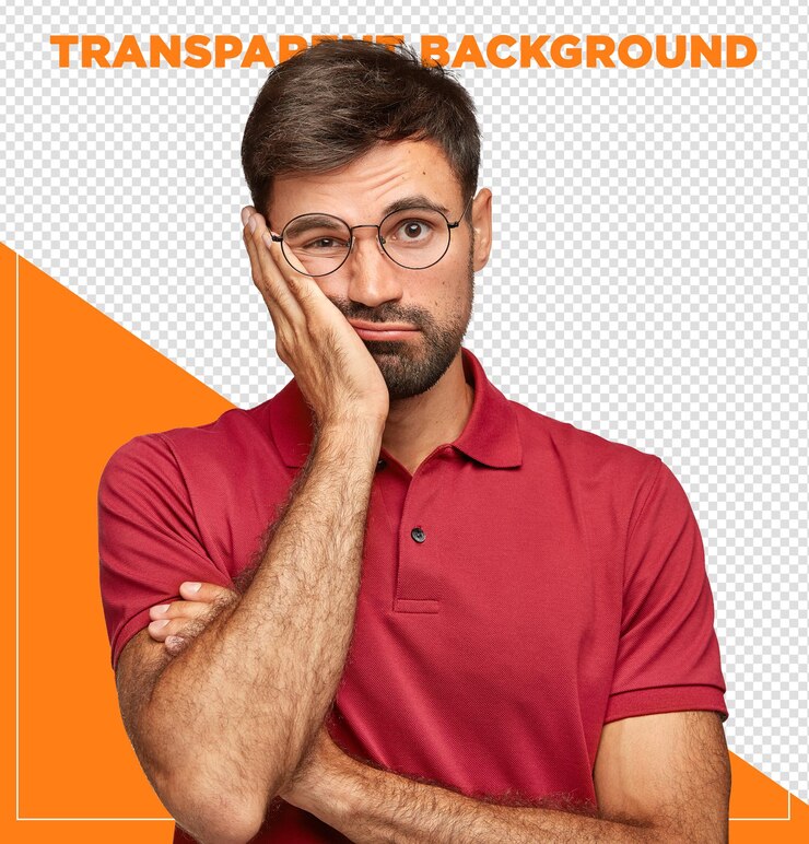 PSD homem triste e chateado com a mão no rosto.