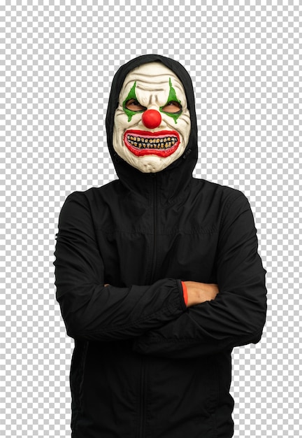 PSD homem usando máscara de coringa isolada