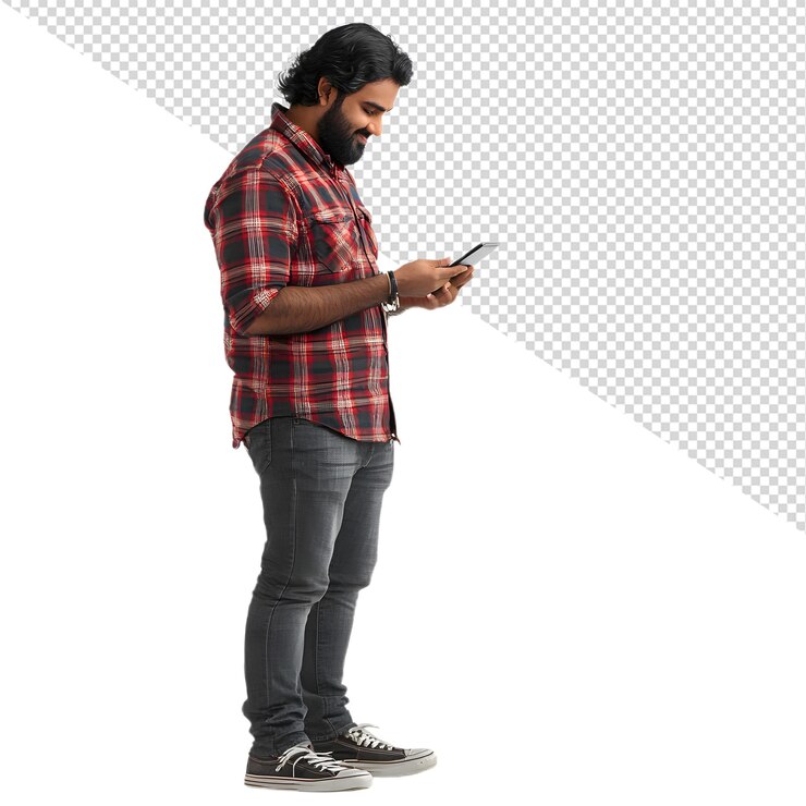 PSD homem usando o smartphone