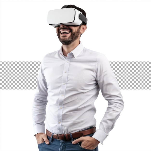 Homem usando um fone de ouvido vr óculos de fone de ouvido de realidade virtual vr usados pelo homem de negócios ai generativo