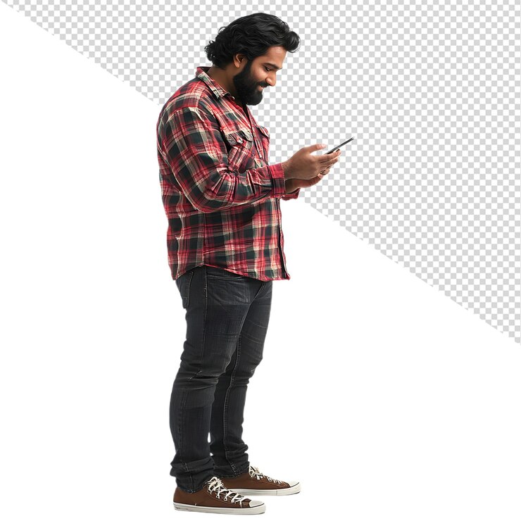 PSD homem usando um smartphone
