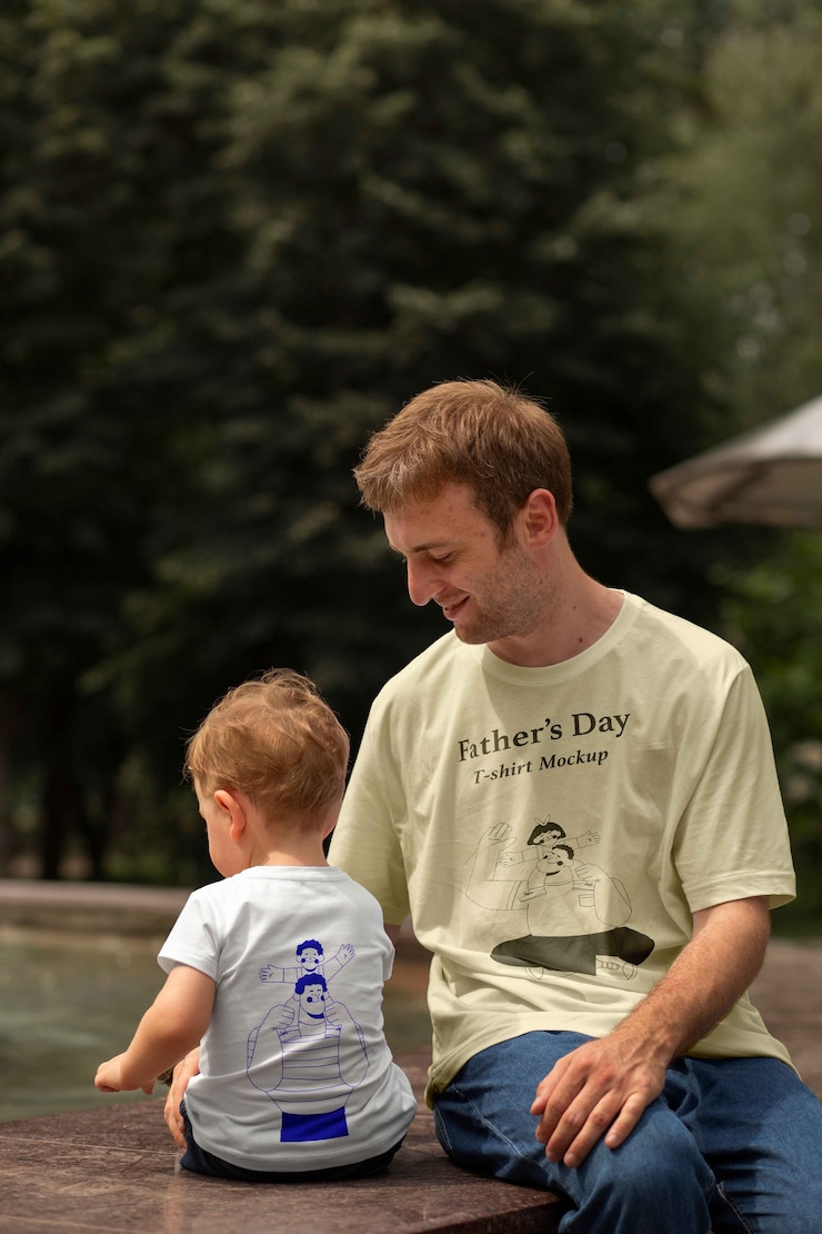 PSD homem vestindo uma maquiagem de camiseta do dia do pai