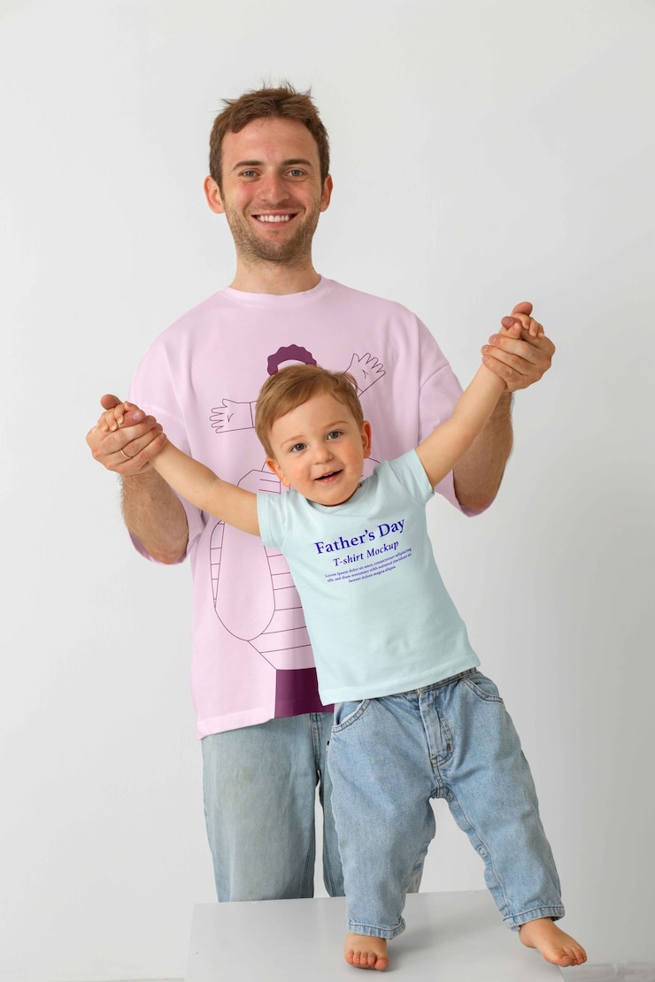 PSD homem vestindo uma maquiagem de camiseta do dia do pai
