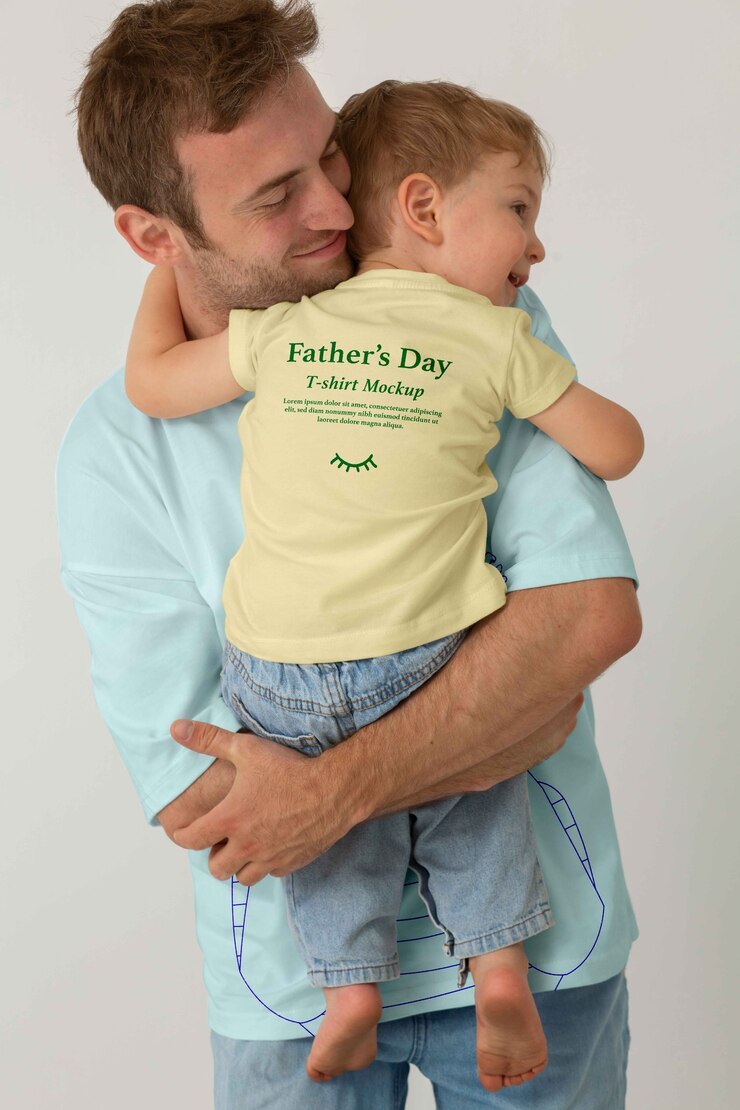 PSD homem vestindo uma maquiagem de camiseta do dia do pai