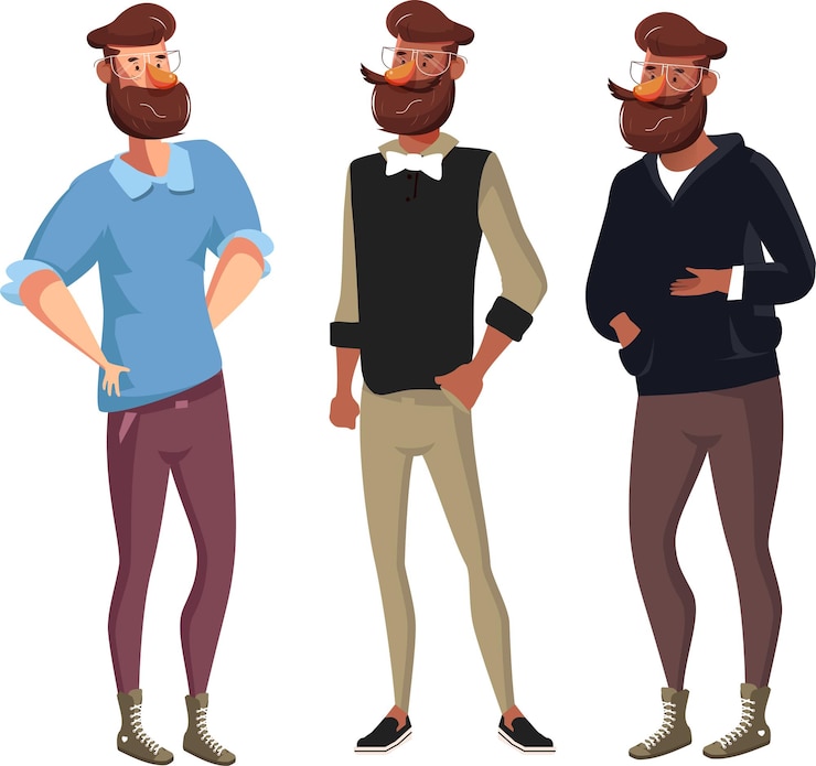 PSD homens hipsters com roupas diferentes
