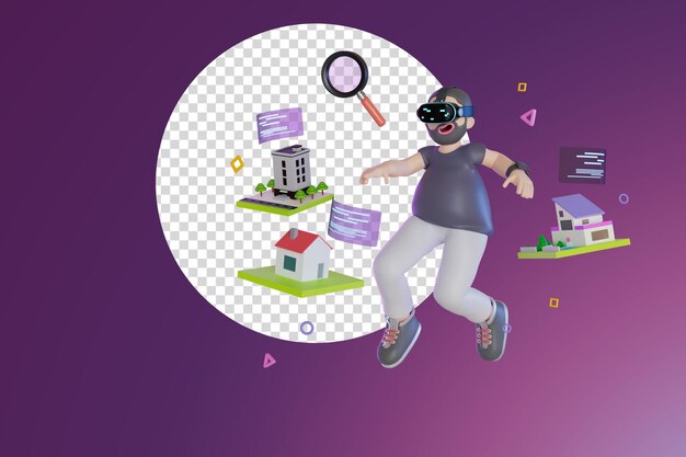 Homens vestindo vr Veja projetos imobiliários no mundo do mundo metaverso