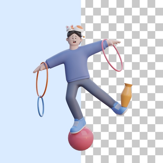 PSD homme 3d faisant acrobate