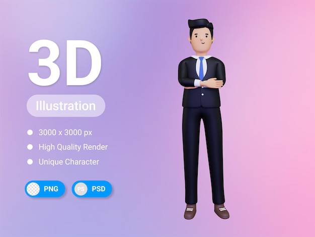 Homme D'affaires Debout Illustration 3d