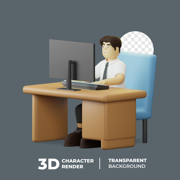 Homme D'affaires De Personnage 3d Travaillant