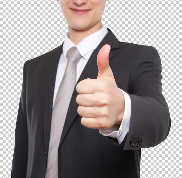 Homme d'affaires Thumbs Up isolé sur fond transparent