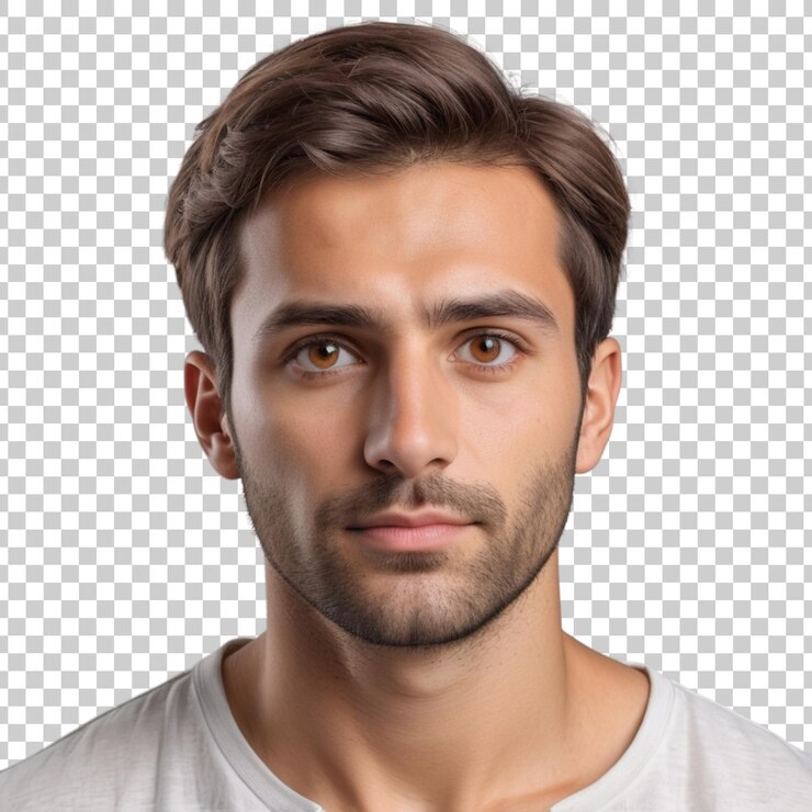 PSD un homme aux cheveux bruns et une chemise brune
