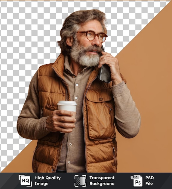 Un Homme Avec Une Barbe Et Des Lunettes Fumant Une Cigarette