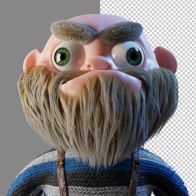 Un homme avec une barbe et une moustache regarde la caméra.