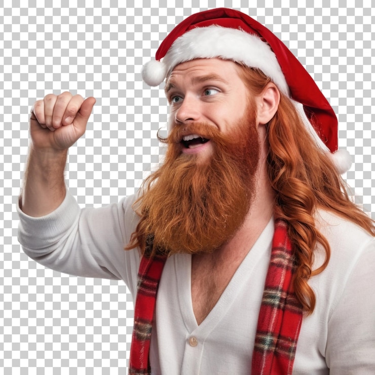 PSD un homme avec une barbe portant un chapeau de père noël