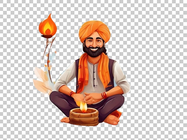 Un Homme Célèbre Le Jour De Lohri Illustration Sur Fond Blanc