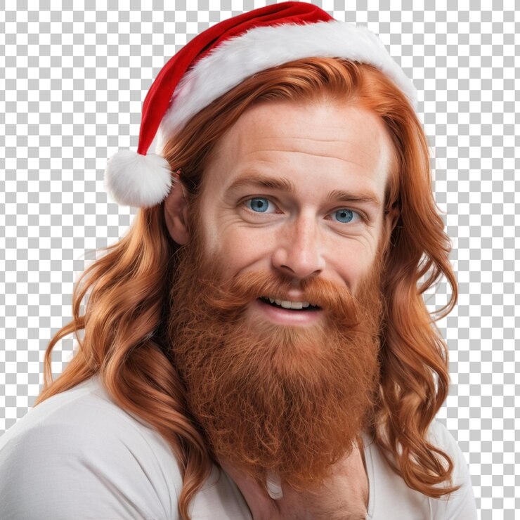 PSD un homme avec un chapeau de père noël sur la tête