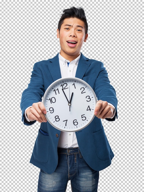 Homme chinois avec horloge