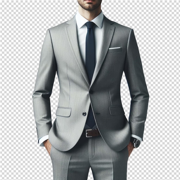 PSD un homme en costume gris avec une chemise blanche et une cravate