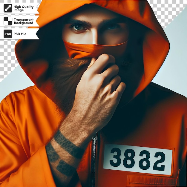 PSD un homme dans un hoodie orange avec le numéro 37 dessus