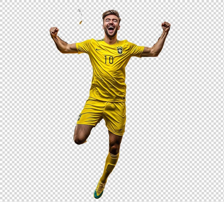 PSD un homme dans un maillot de football jaune avec le numéro 10 dessus