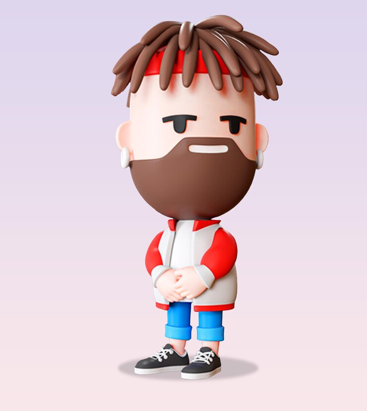 PSD homme de dessin animé en 3d avec des dreadlocks