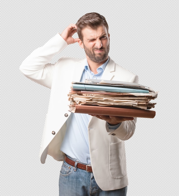 Homme élégant avec des fichiers