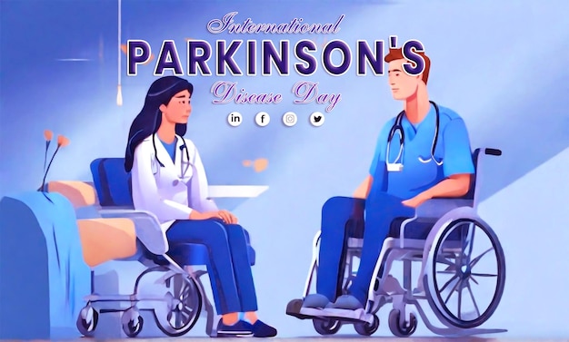PSD un homme et une femme dans un fauteuil roulant assis dans l'hôpital avec une blessure au pied