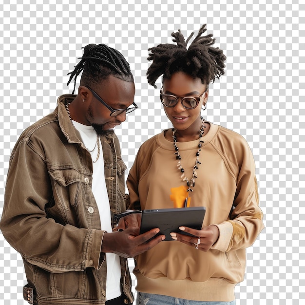 Un Homme Et Une Femme Regardent Une Tablette Avec Un X Jaune Dessus