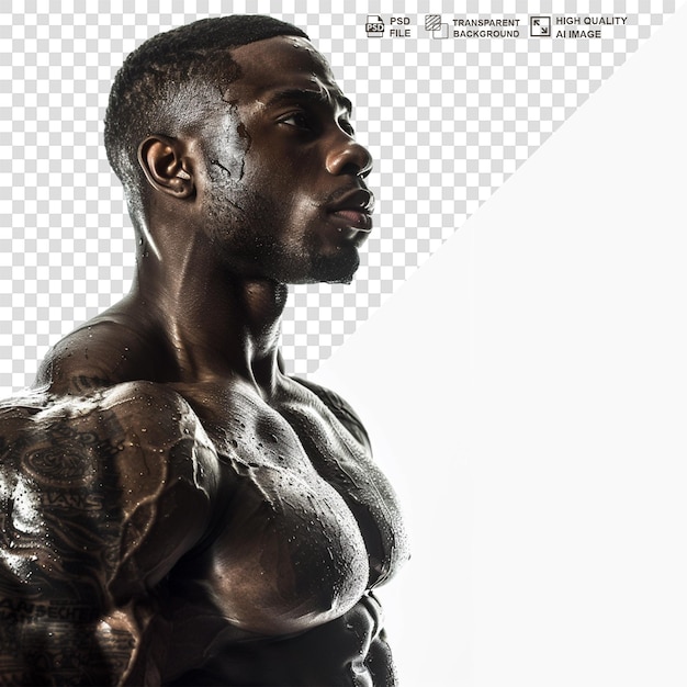 PSD homme fort avec des muscles isolés sur un fond transparent png