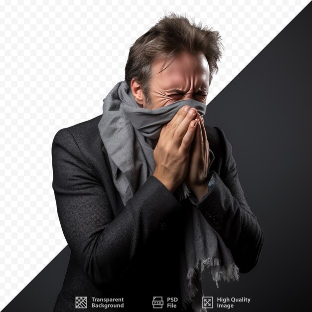 PSD un homme avec un foulard couvrant son visage avec un fond noir.