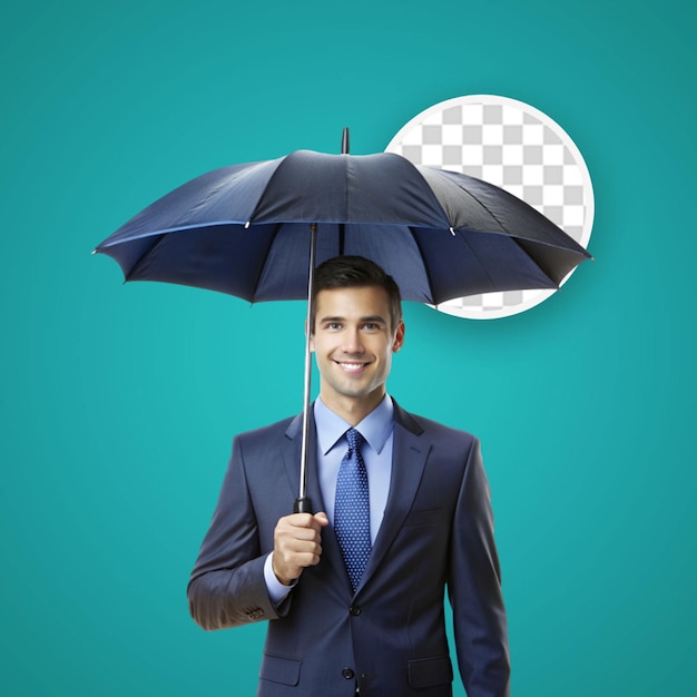 PSD un homme hipster avec une barbe tenant un parapluie