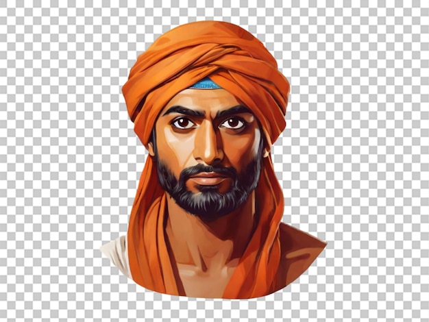 Homme Indien Ou Arabe Avec Un Turban Sur La Tête Sur Blanc Transparent