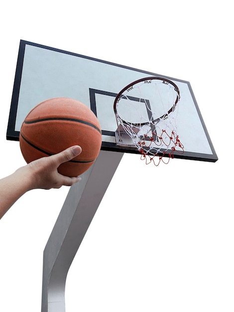 PSD un homme joue au basket-ball low angle view of basket-ball fond transparent