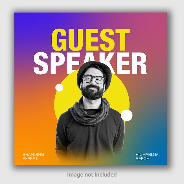 PSD un homme avec des lunettes et une barbe et des lunettes se tient devant un fond coloré.