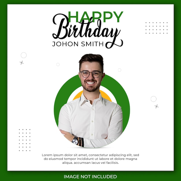 Un Homme Avec Des Lunettes Et Un Fond Vert Et Jaune Dit Joyeux Anniversaire Smith.