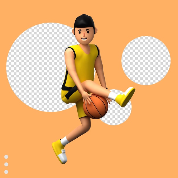 Un homme en maillot jaune avec un ballon de basket à la main