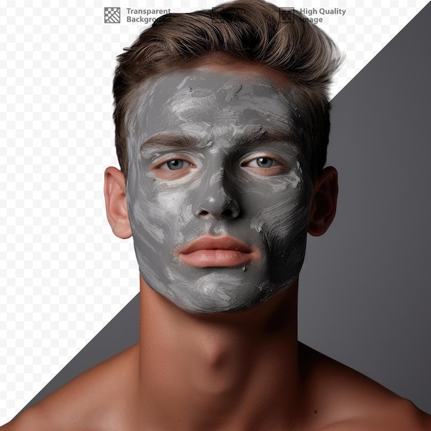 PSD un homme avec un masque sur le visage et les mots « naturel » dessus.