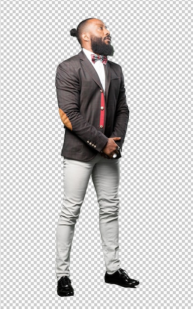 Homme noir élégant complet du corps isolé