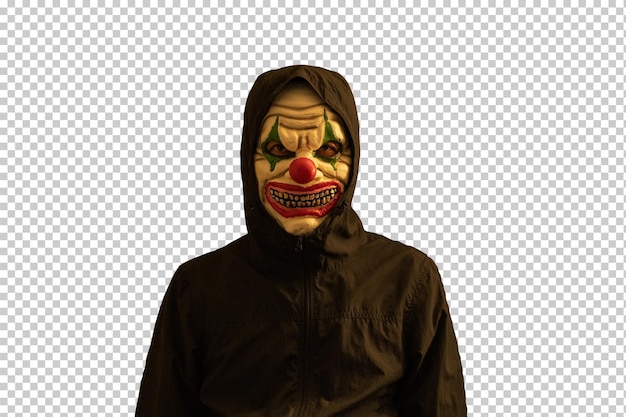 PSD homme portant un masque de joker isolé