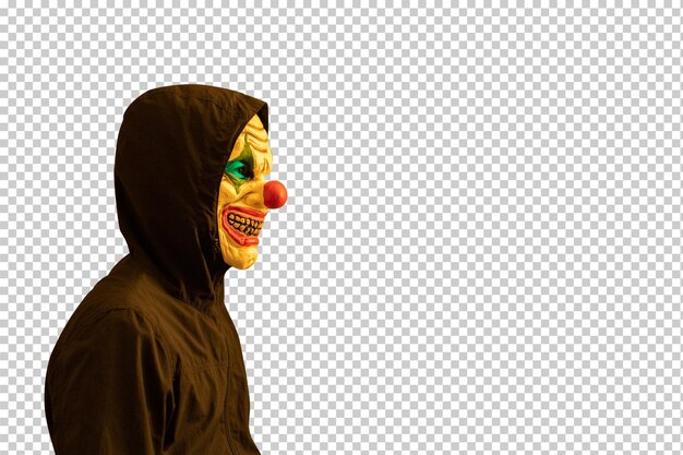 PSD homme portant un masque de joker isolé