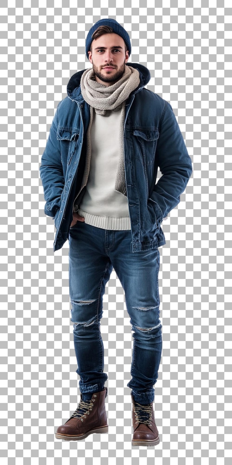 PSD un homme portant une veste avec une cape dessus
