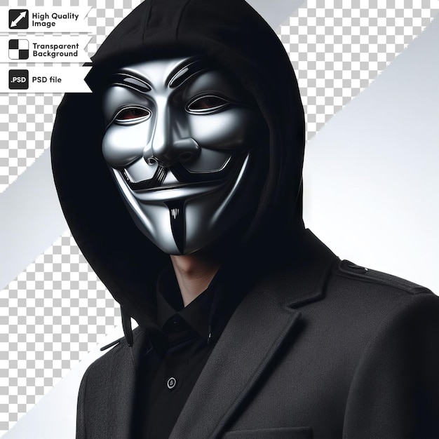 PSD homme psd avec masque anonyme sur fond transparent avec couche de masque modifiable