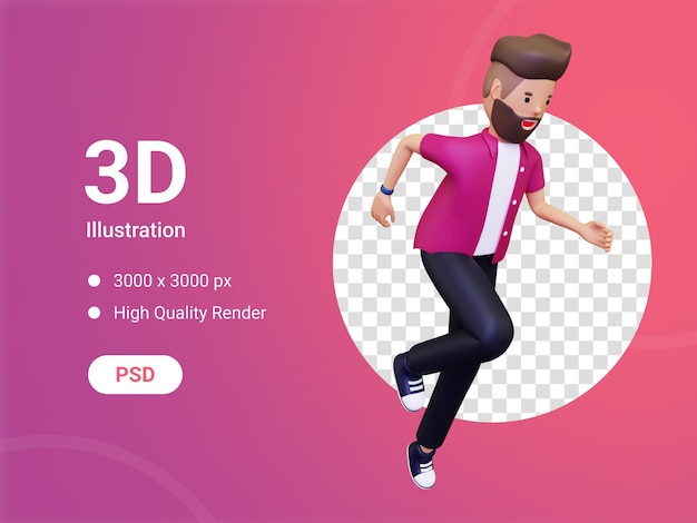 PSD homme qui court vite illustration 3d