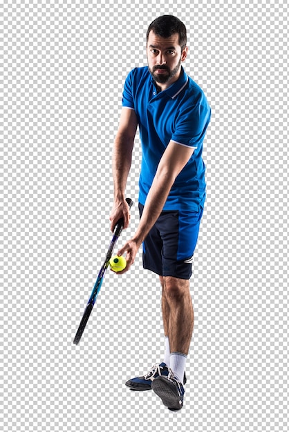 Un homme qui joue au tennis.