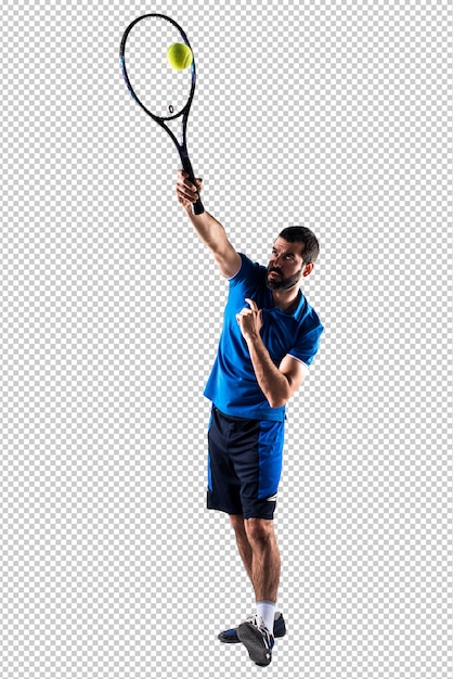 Un homme qui joue au tennis.