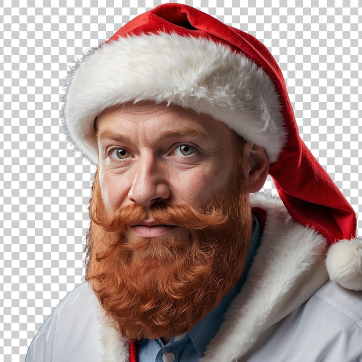 PSD un homme qui porte un chapeau de père noël avec un chopeau de père noël dessus