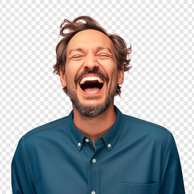 PSD l'homme rit de joie et de bonheur