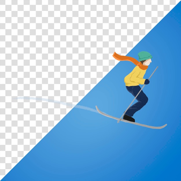Un homme de ski avec un autocollant png sur un fond transparent